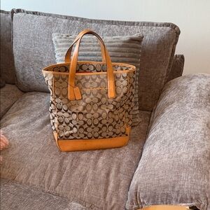Coach Tan and Brown Signature Tote